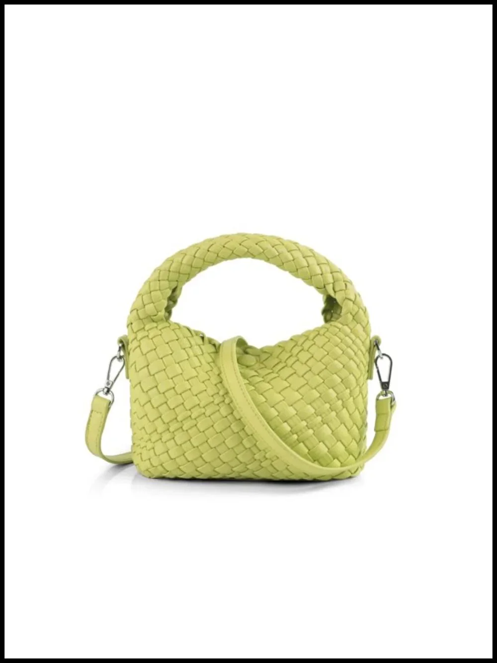 Woven Crossbody Bag Small Tote PU Leather Shoulderbag with Detachable Strap